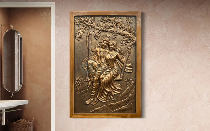 Radha Krishna 3D Relief Mural Wall Art