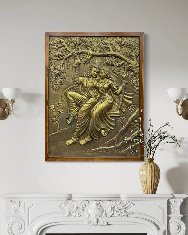 Radha Krishna 3D Relief Mural Wall Art