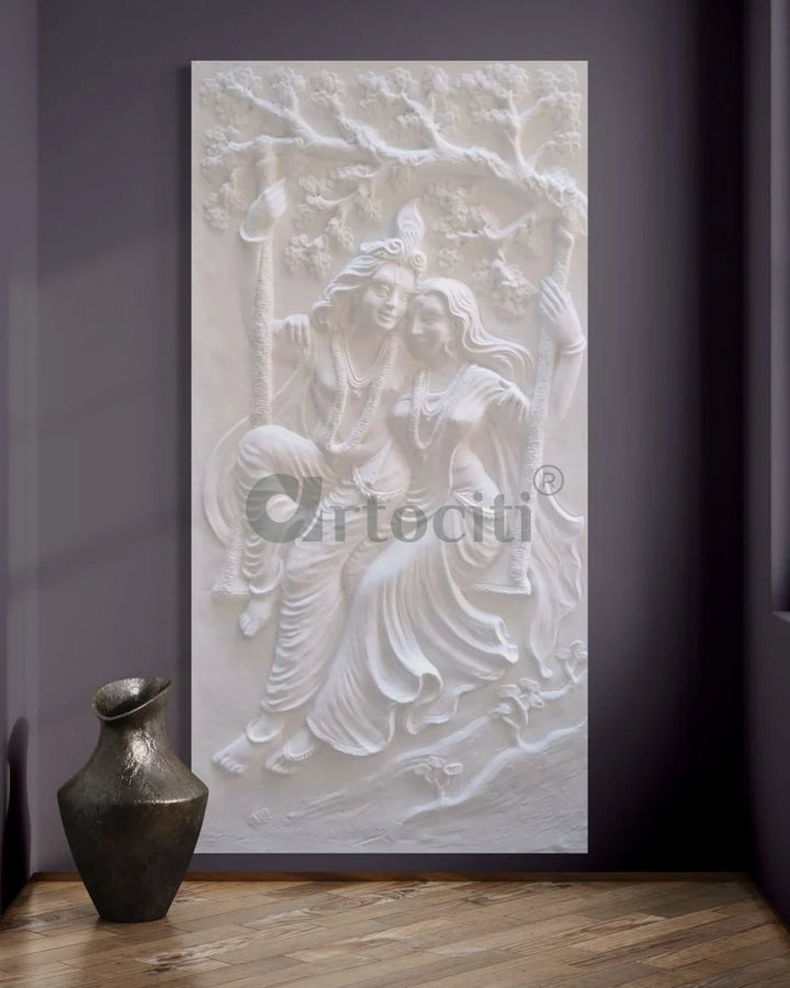 Radha Krishna 3D Relief Mural Wall Art