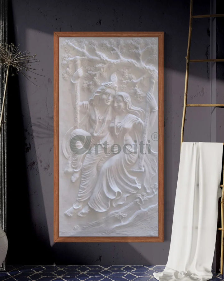 Radha Krishna 3D Relief Mural Wall Art