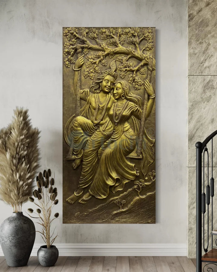 Radha Krishna 3D Relief Mural Wall Art