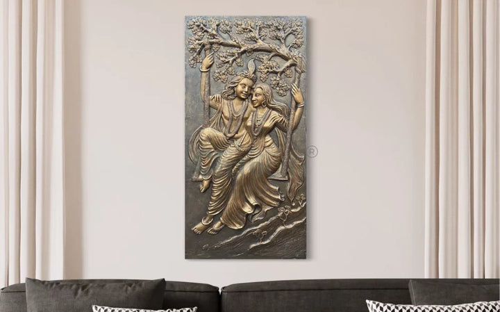 Radha Krishna 3D Relief Mural Wall Art