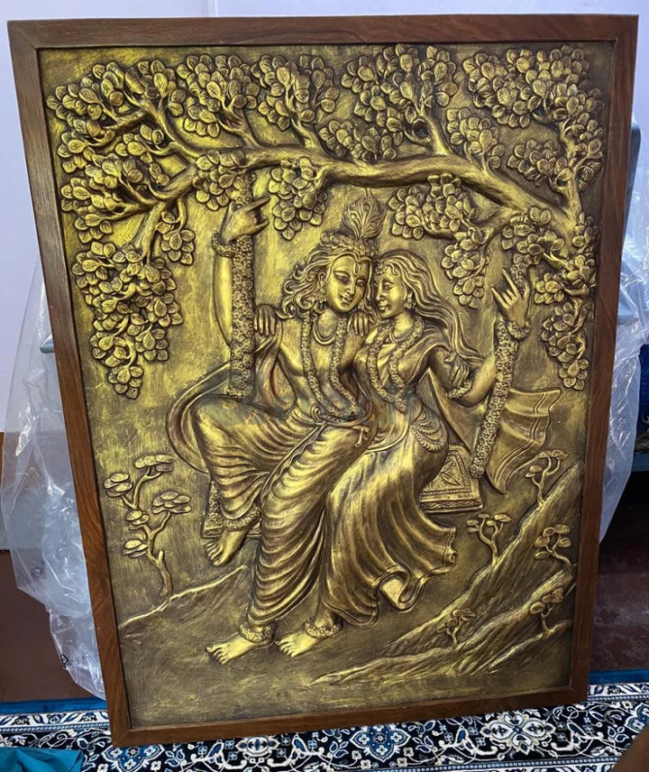 Radha Krishna 3D Relief Mural Wall Art | Auspicious Wall Art | Unique Wall Decor | Ready to hang.