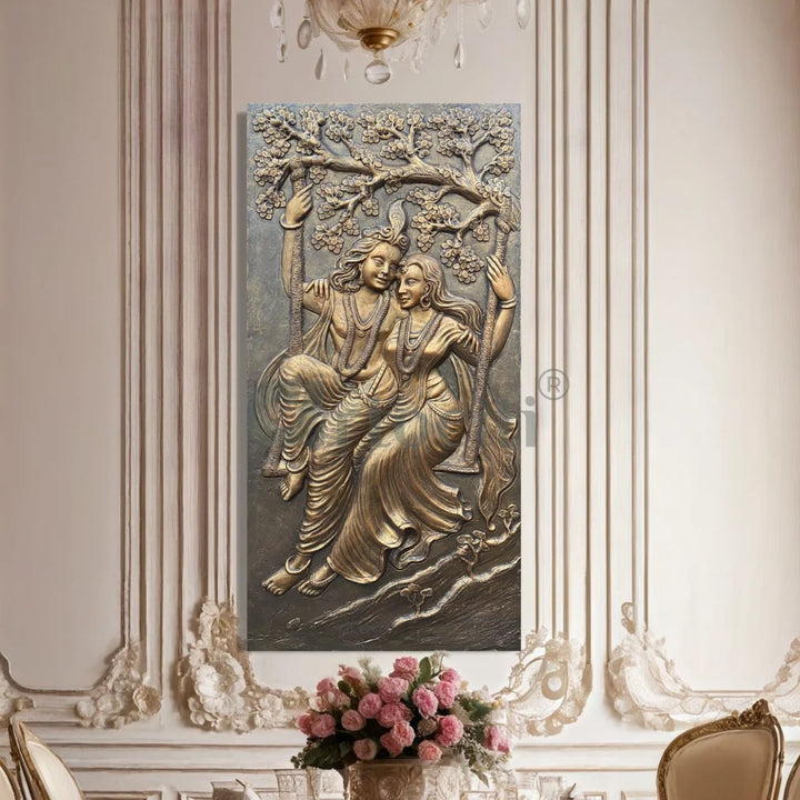 Radha Krishna 3D Relief Mural Wall Art