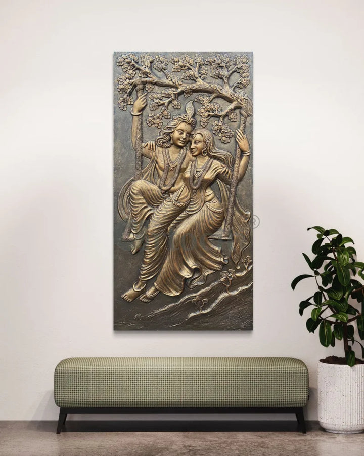 Radha Krishna 3D Relief Mural Wall Art