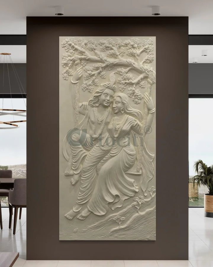 Radha Krishna 3D Relief Mural Wall Art