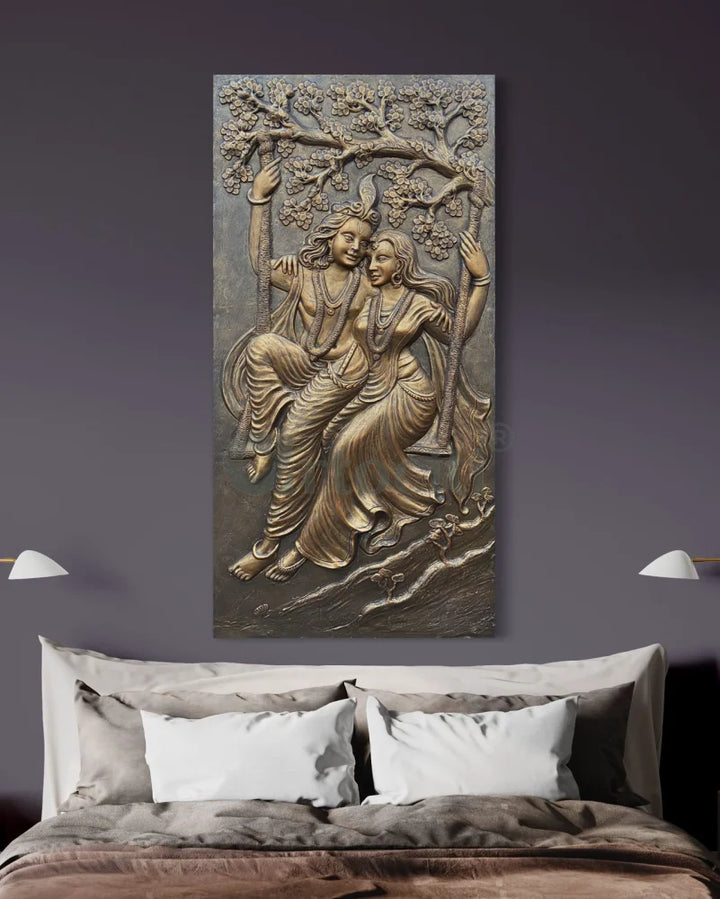 Radha Krishna 3D Relief Mural Wall Art