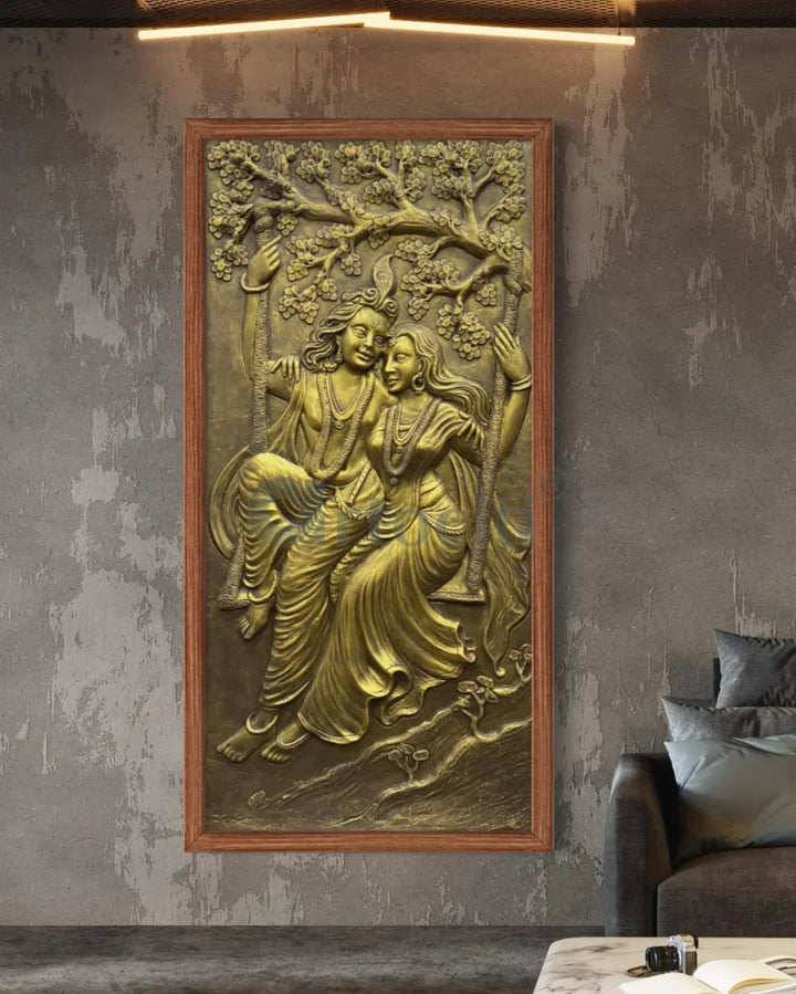 Radha Krishna 3D Relief Mural Wall Art