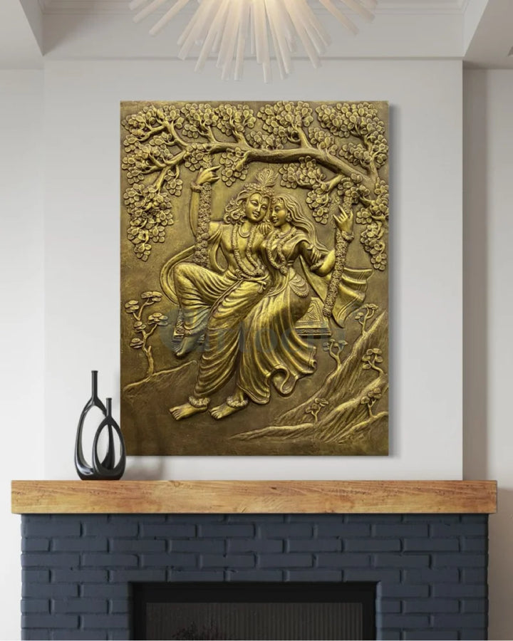 Radha Krishna 3D Relief Mural Wall Art