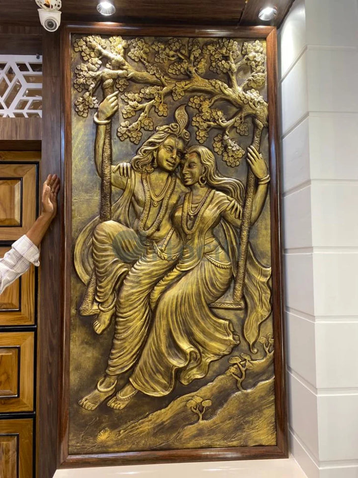 Radha Krishna 3D Relief Mural Wall Art | Auspicious Wall Art | Unique Wall Decor | Ready to hang.