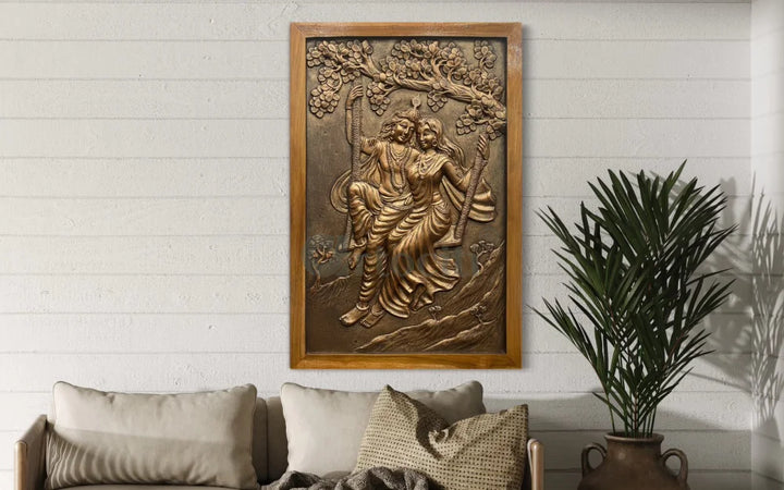 Radha Krishna 3D Relief Mural Wall Art