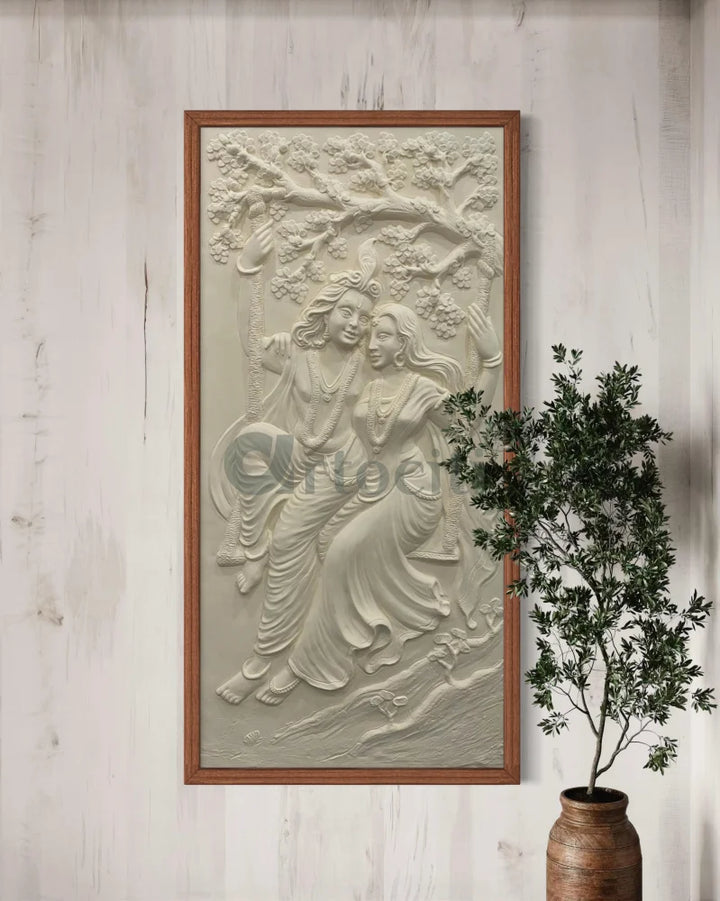 Radha Krishna 3D Relief Mural Wall Art