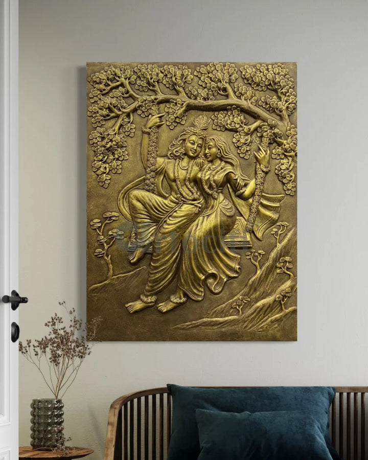 Radha Krishna 3D Relief Mural Wall Art