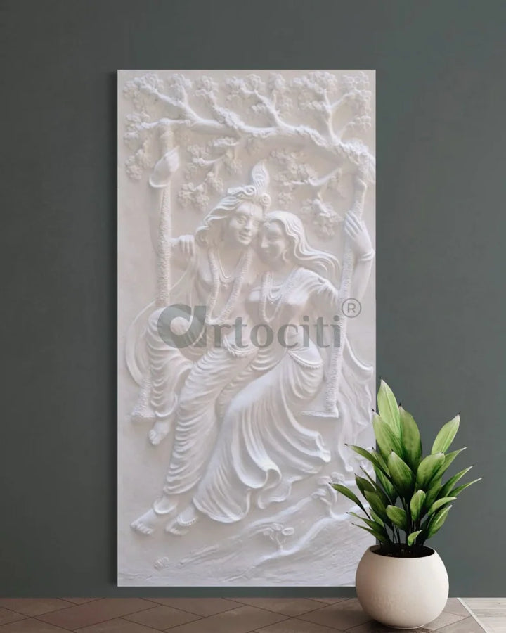 Radha Krishna 3D Relief Mural Wall Art