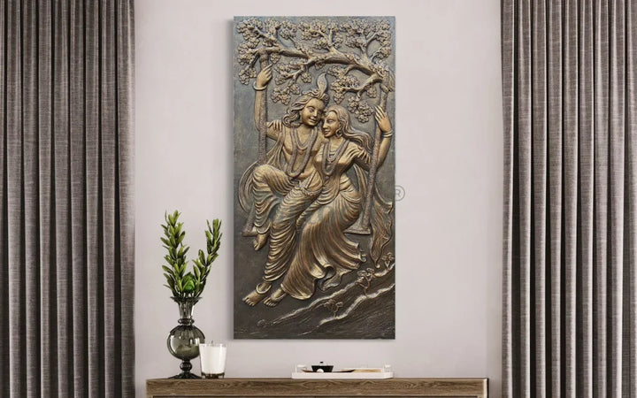 Radha Krishna 3D Relief Mural Wall Art