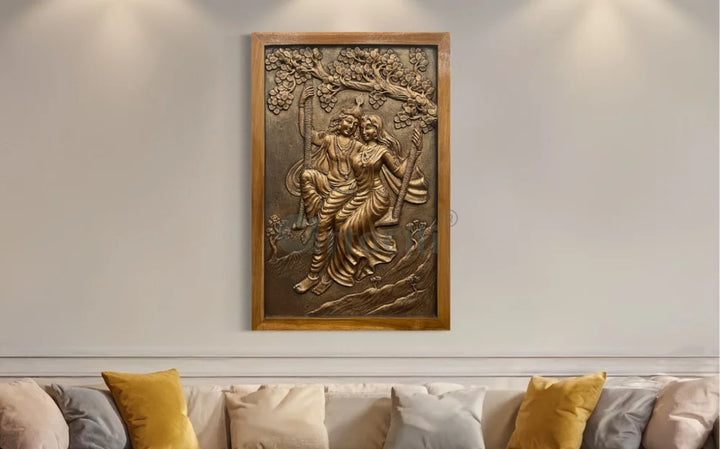 Radha Krishna 3D Relief Mural Wall Art