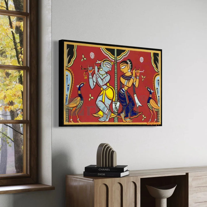 Radha Krishna by Jamini Roy Painting Canvas Giclee Print Kalighat Painting