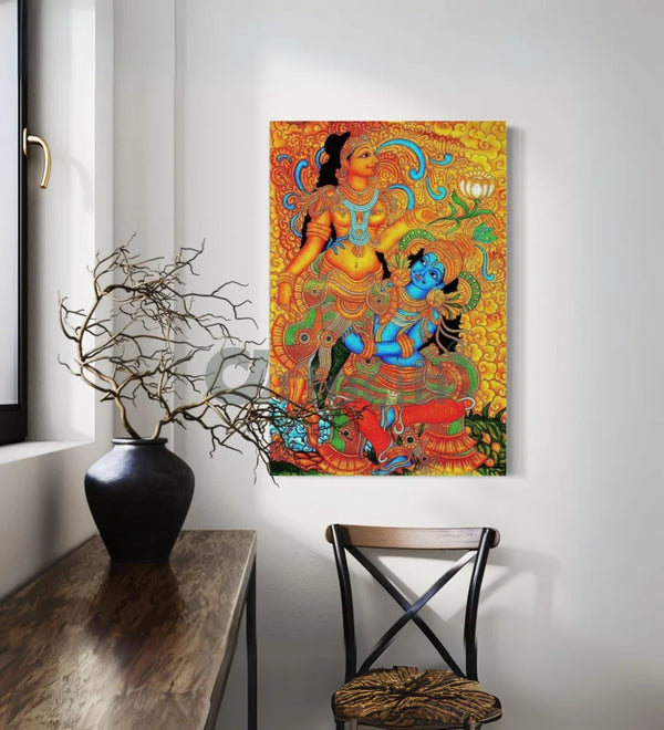 Radha Krishna Kerala Mural Canvas Print 24X16 Inches