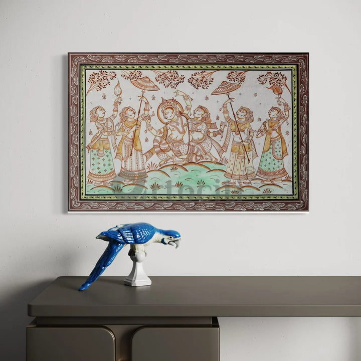 Radha Krishna Solled Pattachitra Painting Madhubani Art 24X16 Inches