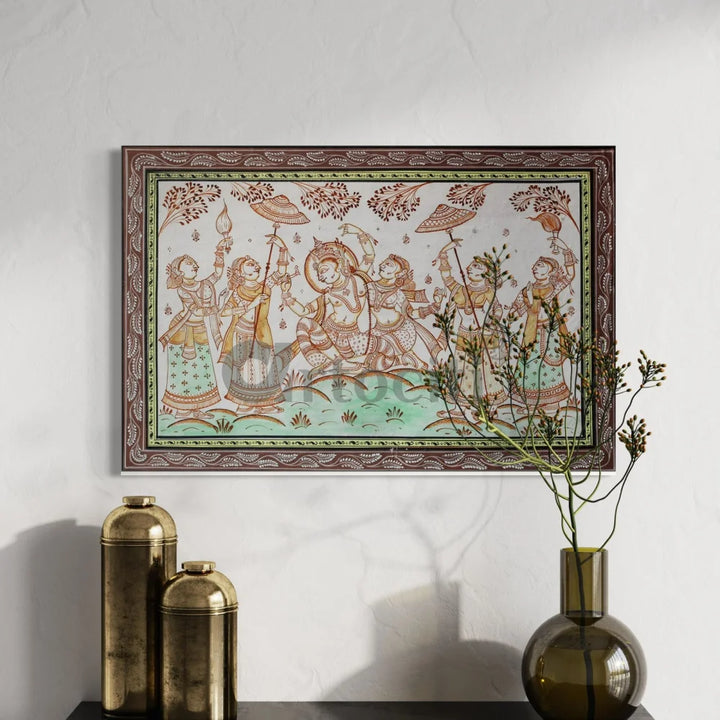 Radha Krishna Solled Pattachitra Painting Madhubani Art