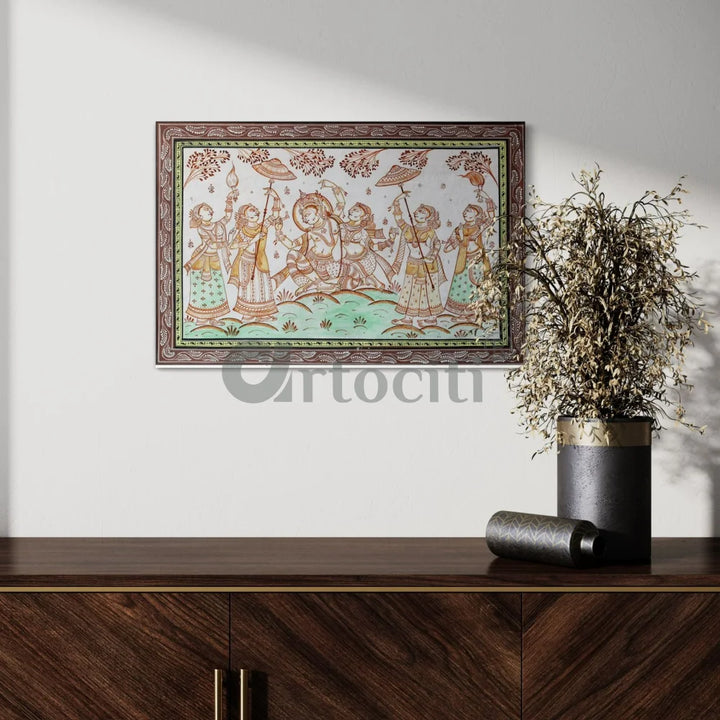 Radha Krishna Solled Pattachitra Painting Madhubani Art