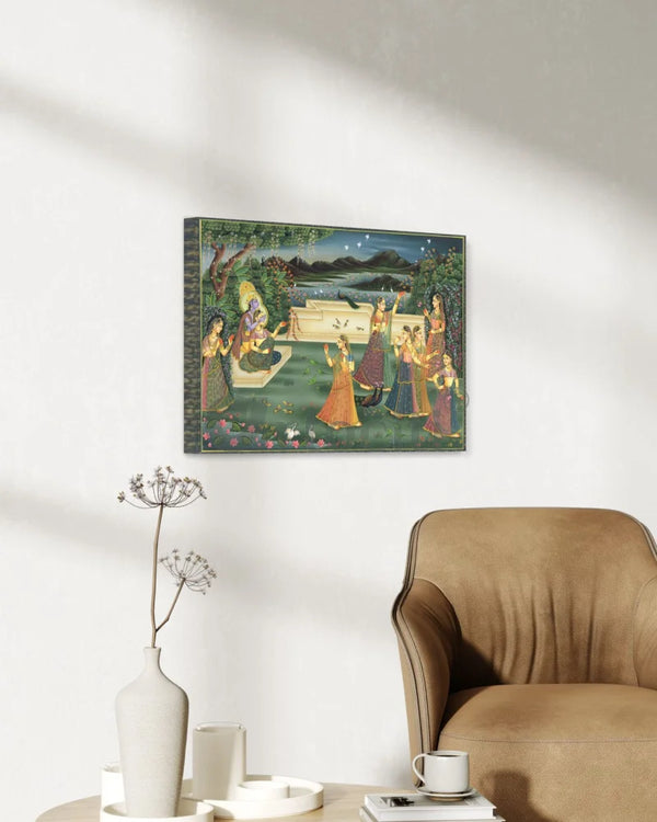 Radha Krishna Traditional Pichwai Canvas Painting 18X12 INCHES