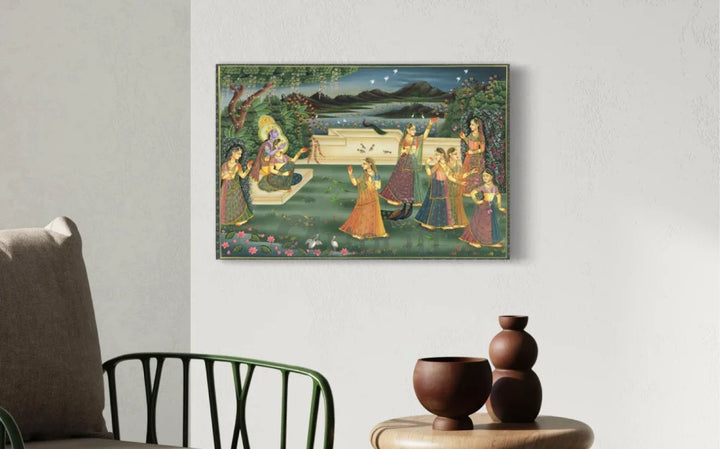 Radha Krishna Traditional Pichwai Canvas Painting 24X16 INCHES