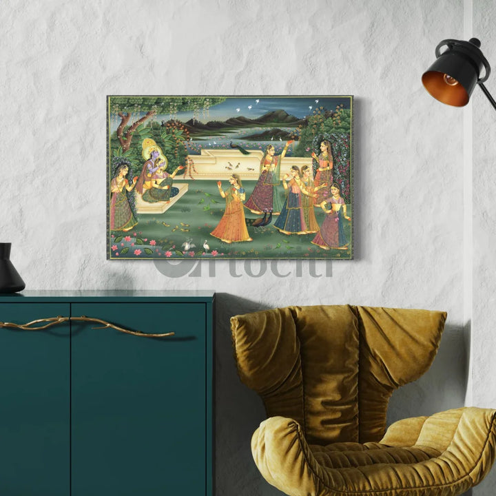 Radha Krishna Traditional Pichwai Canvas Painting 30X20 INCHES