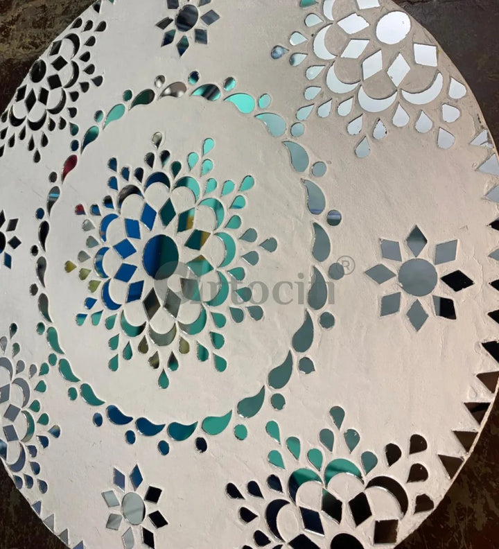 Radiant Handmade Mirror Mosaic Lippan Art (Set of 3) WHITE / 12 Inch Diameter Lippan Art