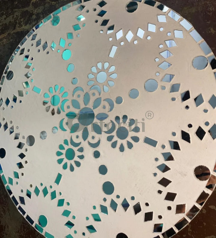 Radiant Handmade Mirror Mosaic Lippan Art (Set of 3) WHITE / 12 Inch Diameter Lippan Art