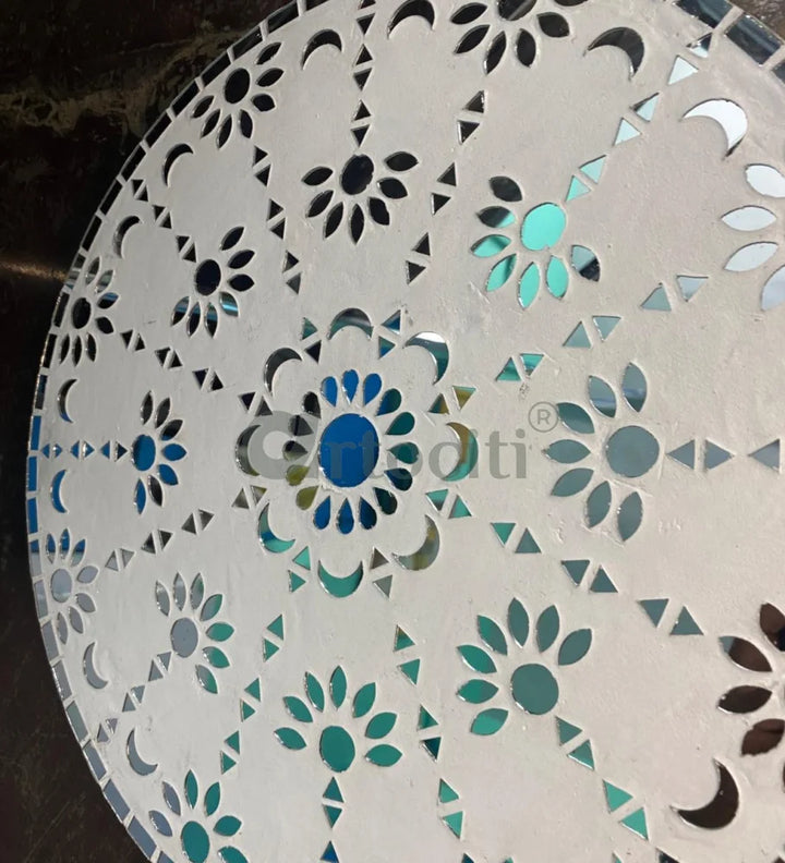 Radiant Handmade Mirror Mosaic Lippan Art (Set of 3) WHITE / 12 Inch Diameter Lippan Art