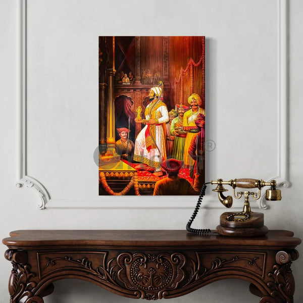 Rajyabhishek of Chattrapati Shivaji Maharaj Canvas Giclee Print 18X12 Inch
