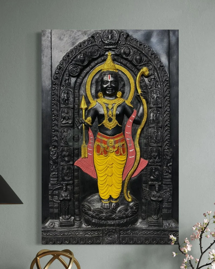 Ram Lalla Ji (Lord Ram) 3D Relief Mural Wall Art | Ram darbar Multi / 3X2 Feet