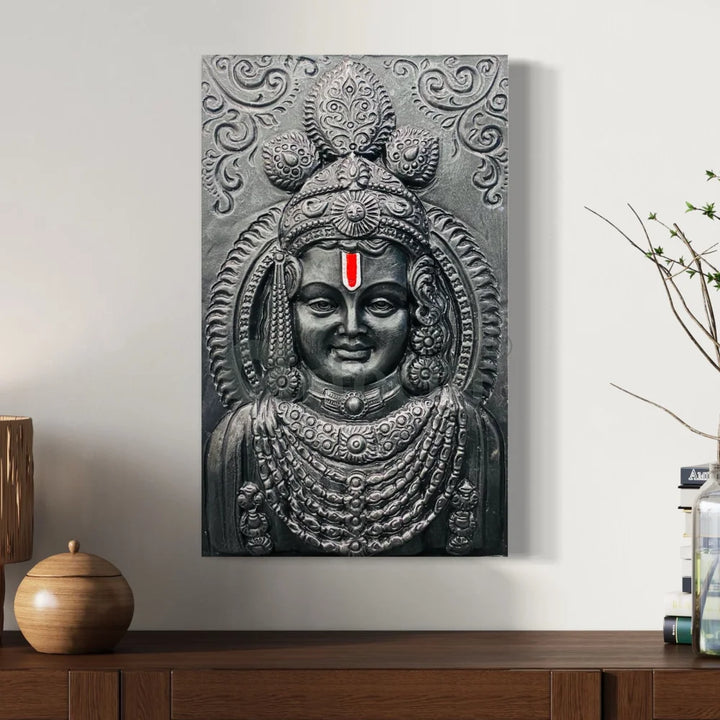 Ram Lalla Ji (Lord Ram) 3D Relief Mural Wall Art Shri Ram Wall Art | Ram Darbar 18X11 Inch / Black