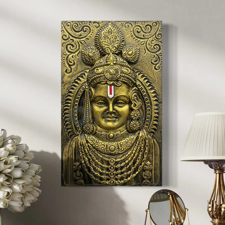 Ram Lalla Ji (Lord Ram) 3D Relief Mural Wall Art Shri Ram Wall Art | Ram Darbar 18X11 Inch / Gold