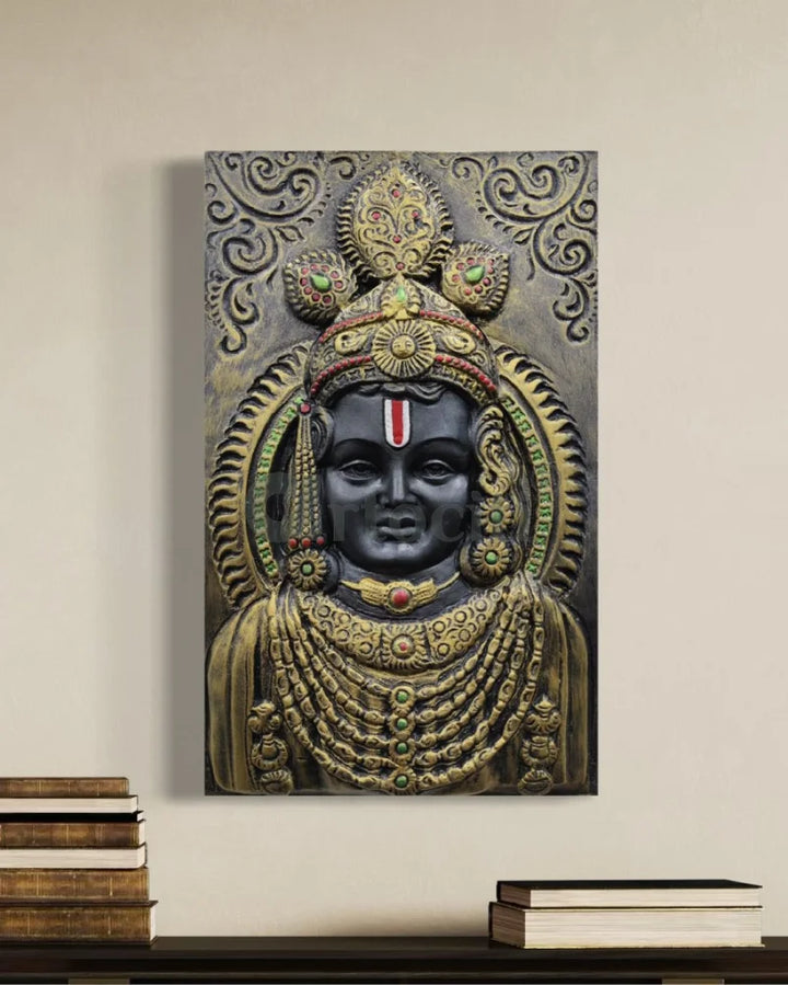 Ram Lalla Ji (Lord Ram) 3D Relief Mural Wall Art Shri Ram Wall Art | Ram Darbar 18X11 Inch / Multicolor