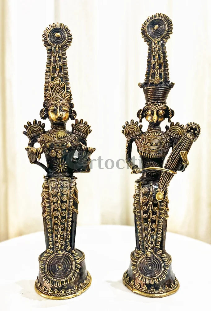 RARE FIND ANCIENT Dokhra Art Form by an award winning artist | Tribal Couple.