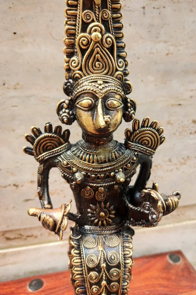 RARE FIND ANCIENT Dokhra Art Form by an award winning artist | Tribal Couple.