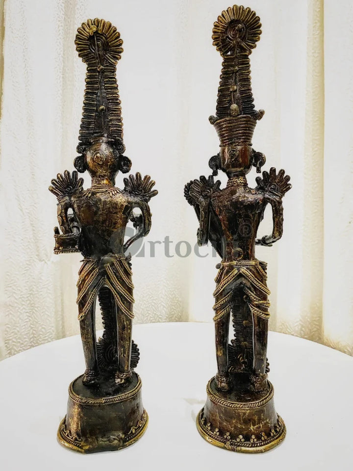 RARE FIND ANCIENT Dokhra Art Form by an award winning artist | Tribal Couple.