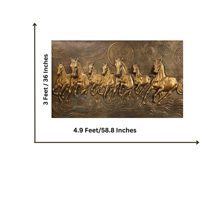 Right moving 5X3 feet 7 Horse 3D Relief Mural Wall Art