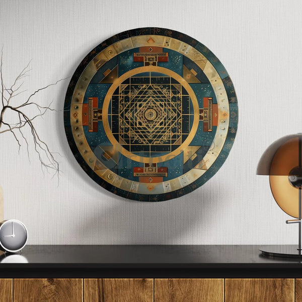 Round Shri Yantra Canvas Giclee Print: A Spiritual Masterpiece Round Canvas Wall Art