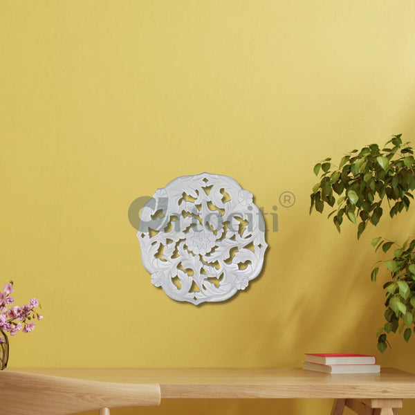 Round Wooden Jali Hand-Carved Mural Wall Art