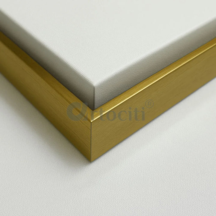 Sacred Krishna Pichwai Cow Reverie Set of 2 Canvas Paintings SET OF 3 / 18X18 INCHES / Floating Frame (Golden) Pichwai