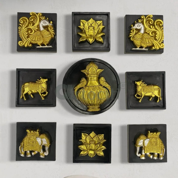 Set of 9 Decorative Wall Motifs Traditional Indian Art Decor