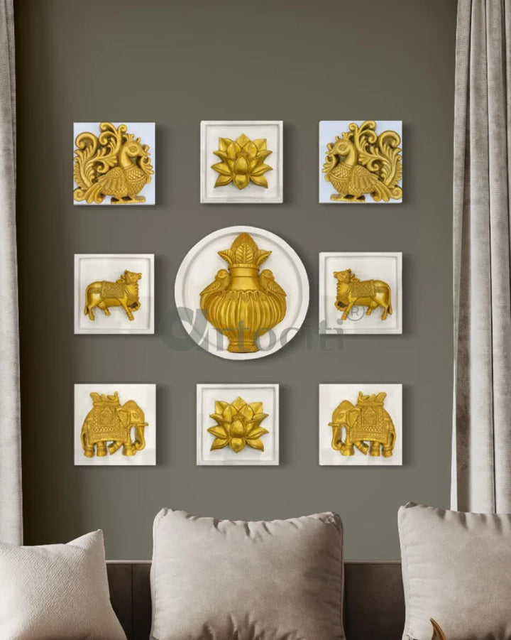 Set of 9 Decorative Wall Motifs Traditional Indian Art Decor