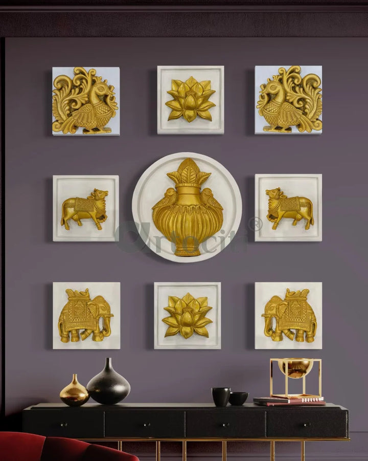 Set of 9 Decorative Wall Motifs Traditional Indian Art Decor