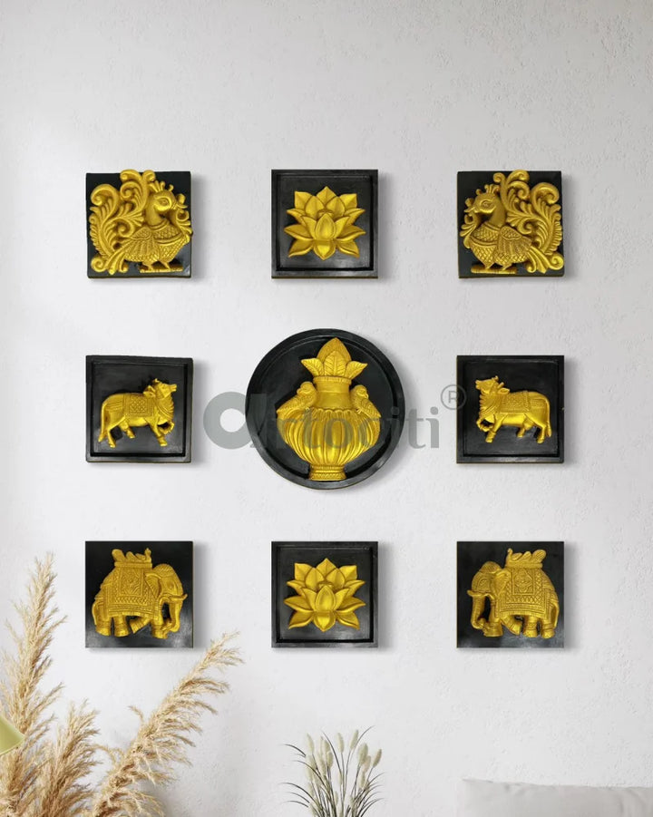 Set of 9 Decorative Wall Motifs Traditional Indian Art Decor
