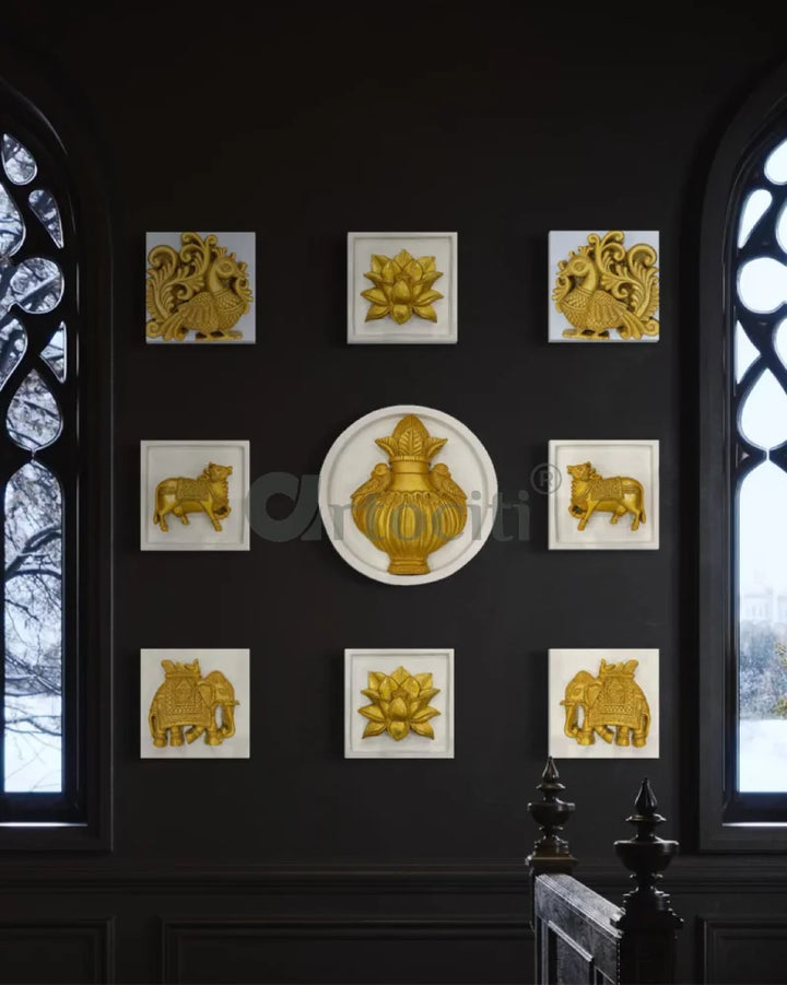 Set of 9 Decorative Wall Motifs Traditional Indian Art Decor