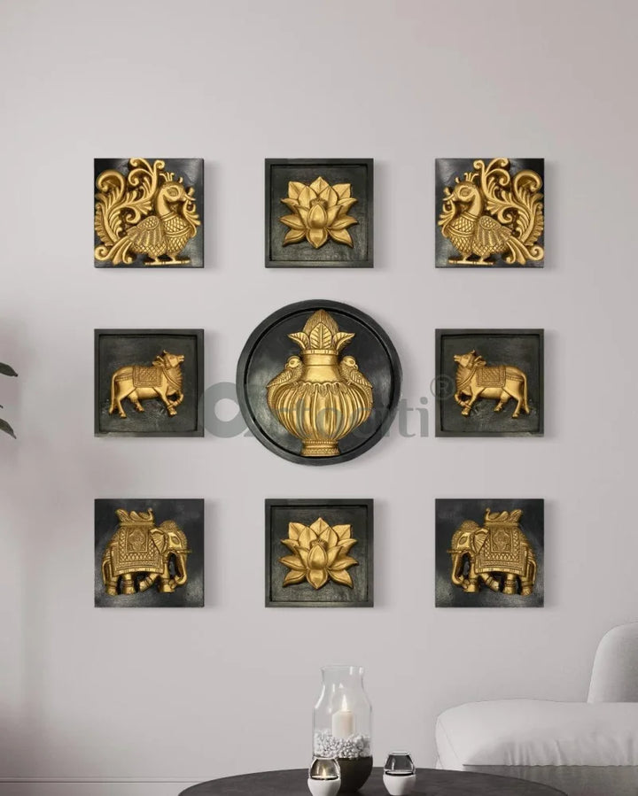 Set of 9 Decorative Wall Motifs Traditional Indian Art Decor