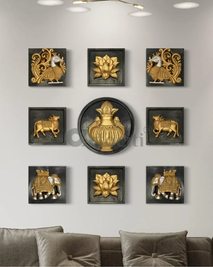 Set of 9 Decorative Wall Motifs Traditional Indian Art Decor